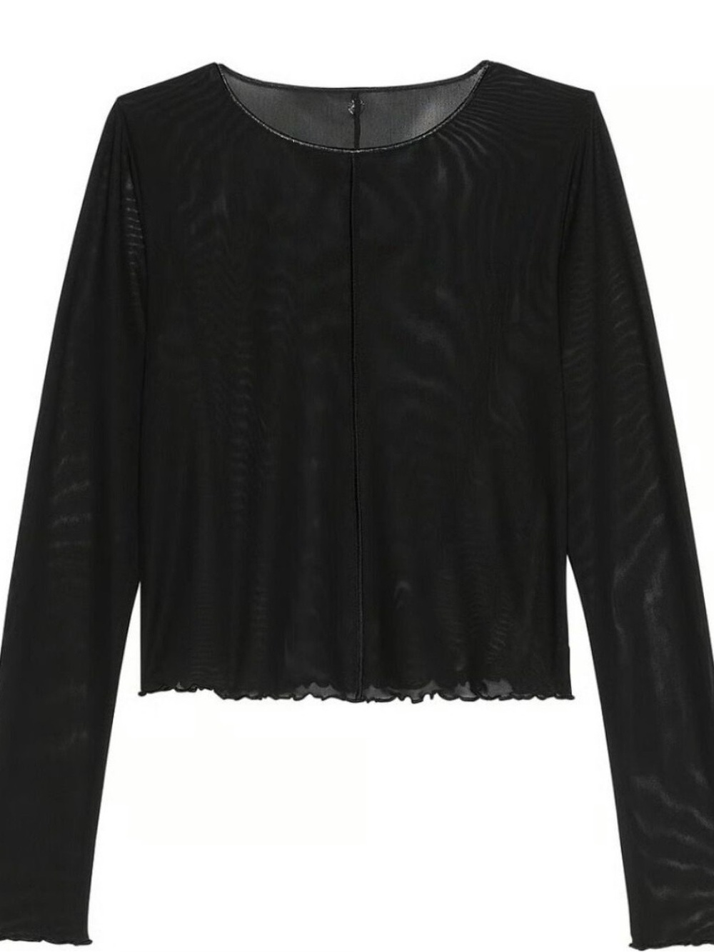 Victoria’s Secret Swim Black Long-Sleeve Mesh Crewneck Top Size Medium